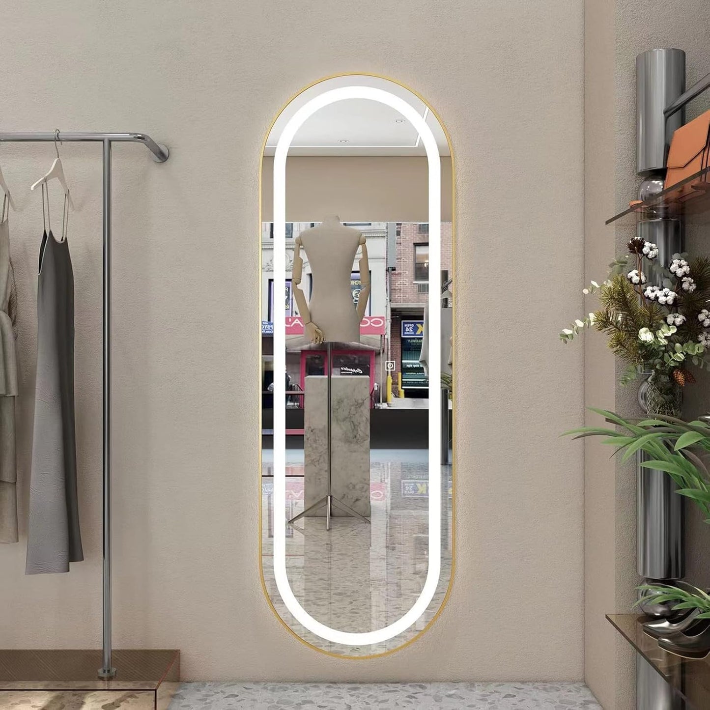 Miroir Plein Pied Ovale Emery avec Éclairage LED Tactile – 170x70 cm