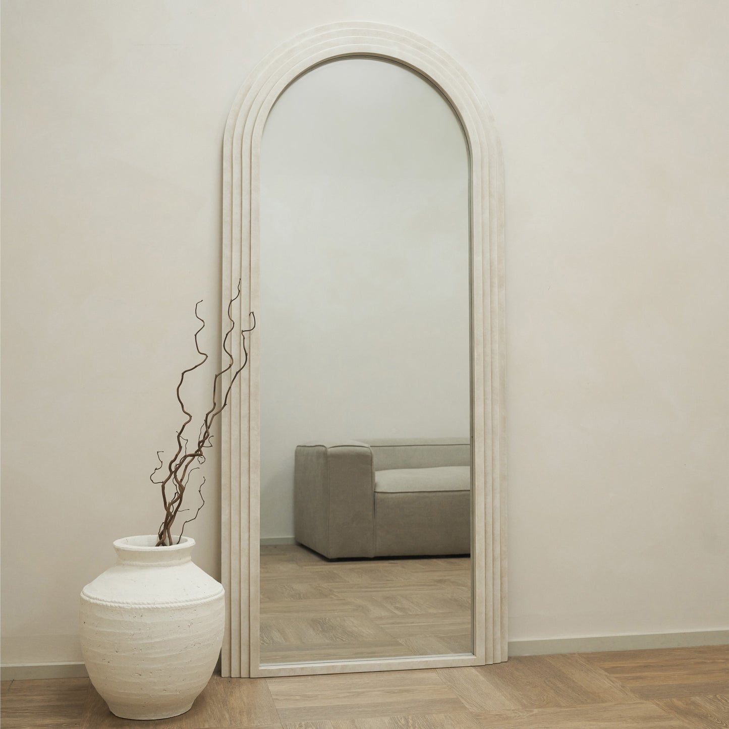 Miroir à Arche Sculptural Luciana - Finition Béton de Luxe - 180 x 80 cm