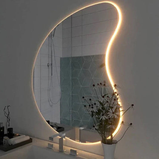 Miroir Mural Organique Lumineux à LED - Design Moderne et Minimaliste