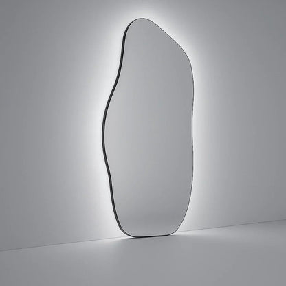 Grand Miroir Organique Mural à LED Tactile - Éclairage Chaud/Froid, 115 x 60 cm