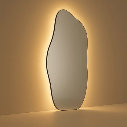 Grand Miroir Organique Mural à LED Tactile - Éclairage Chaud/Froid, 115 x 60 cm