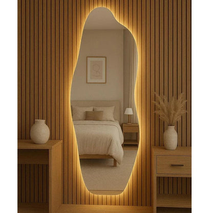 Miroir Mural Organique à LED - Design Luxueux et Moderne, 160 x 60 cm