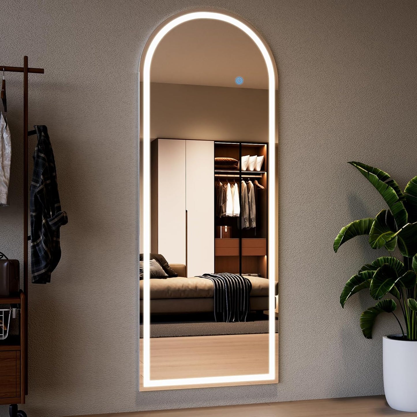 Miroir LED Plein Pied 170x70 cm – Éclairage Tactile Ajustable et Design Moderne