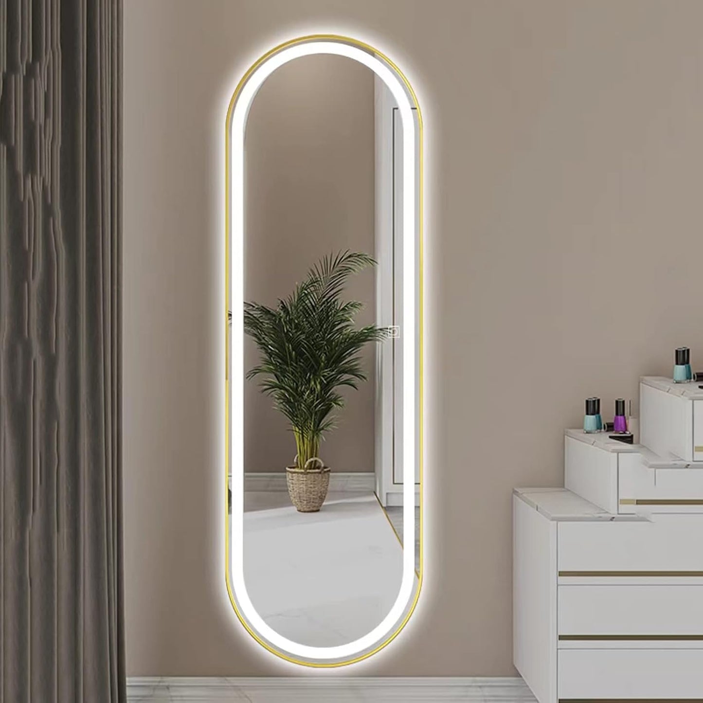 Miroir Plein Pied Ovale Emery avec Éclairage LED Tactile – 170x70 cm