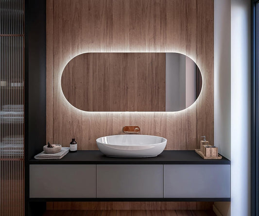 Miroir Mural Capsule à LED Haute Définition - Design Élancé 80x40cm