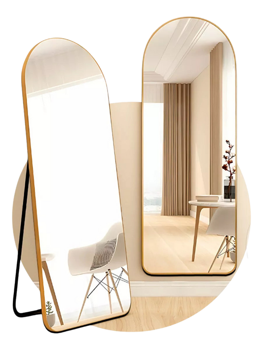 Miroir Plein Pied en Arc avec Support et Cadre Finition Premium