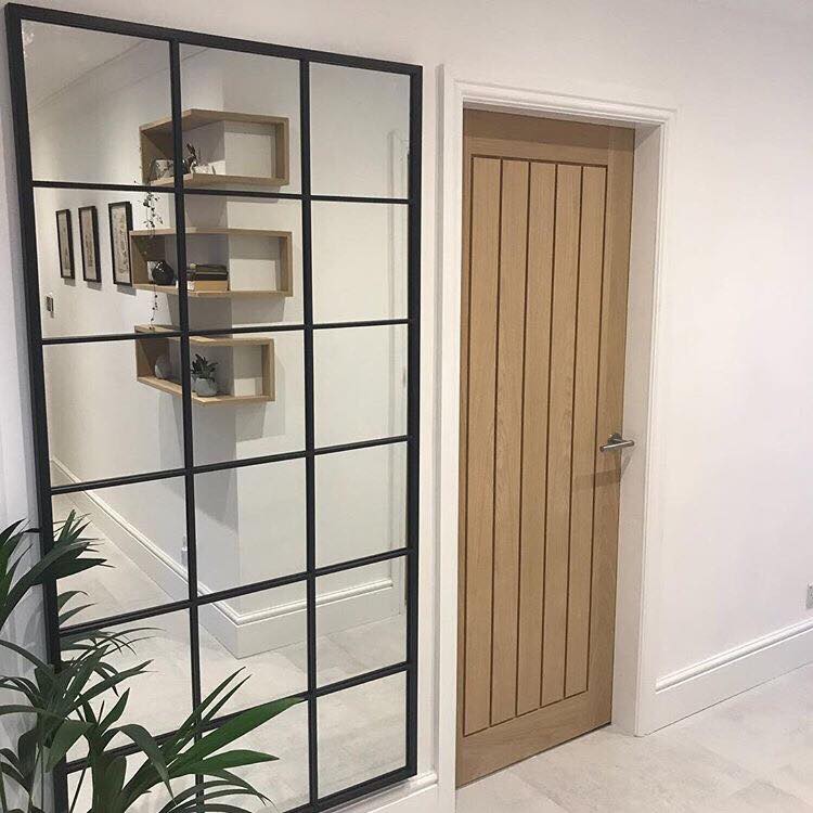 Miroir Fenêtre Industriel Brooklyn en Métal Noir Mat - 180 x 90 cm