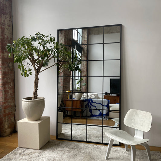 Miroir Industriel Brooklyn XXL - Cadre en Acier Noir Mat - 210 x 120 cm