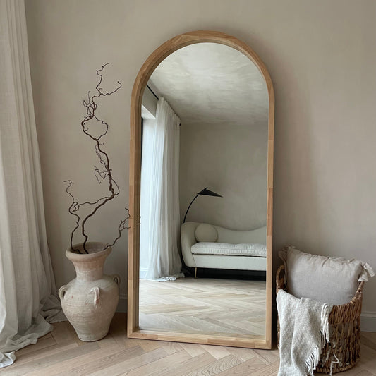 Miroir Arche de Plain-pied Lilia en Bois de Paulownia Naturel - 170 cm x 80 cm