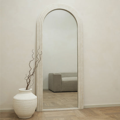 Miroir à Arche Sculptural Luciana - Finition Béton de Luxe - 180 x 80 cm