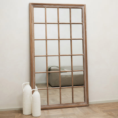 Miroir Fenêtre Plein-Pied Sasha en Chêne Style Shabby Chic (180 x 100 cm)