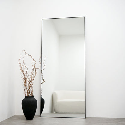 Miroir Rectangulaire Theo - Grand Format 179 x 80 cm - Cadre en Métal Noir Mat Style Industriel