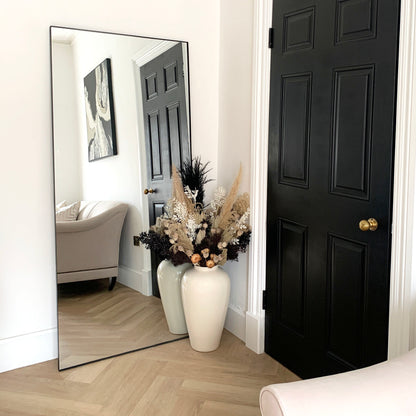 Miroir Rectangulaire Industriel en Métal Noir Mat, 179 cm x 80 cm