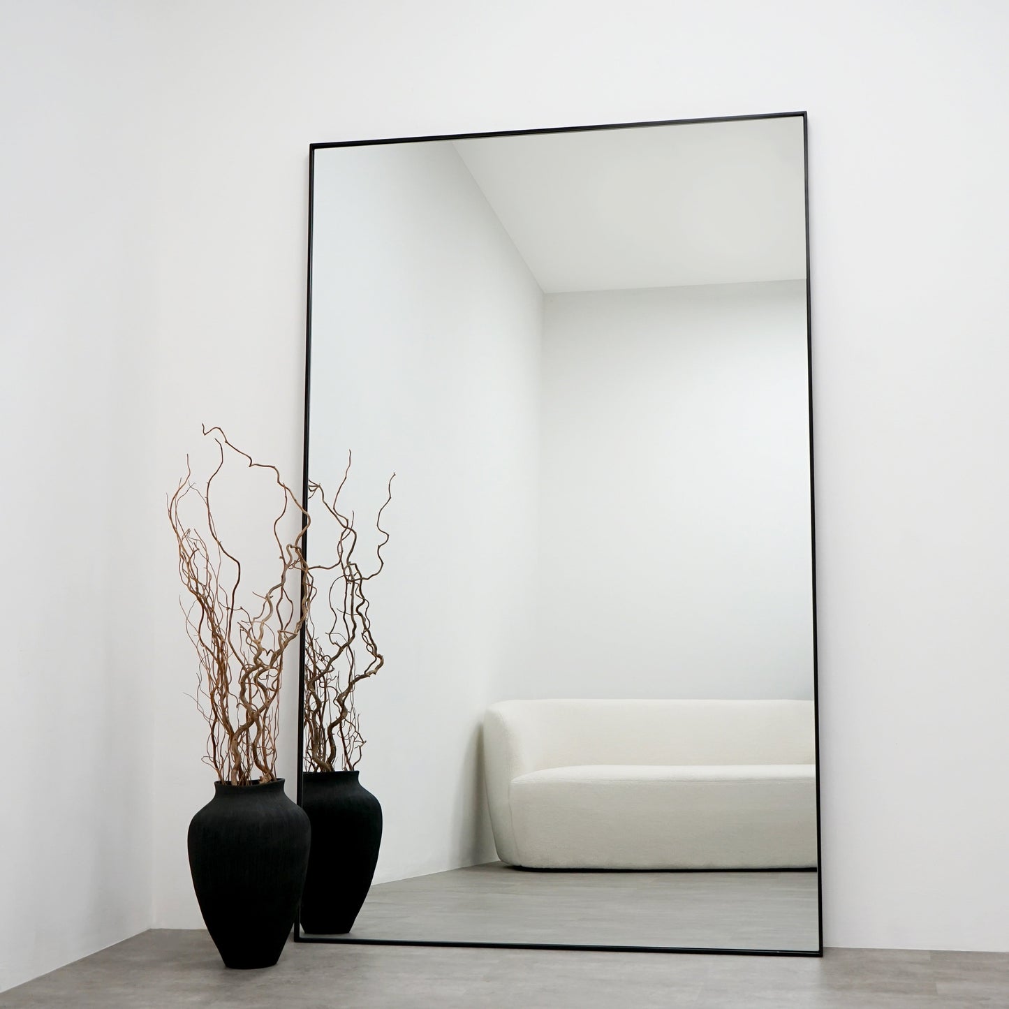 Miroir Mural Industriel Theo XXL - Cadre en Métal Noir Mat - 190 x 120 cm
