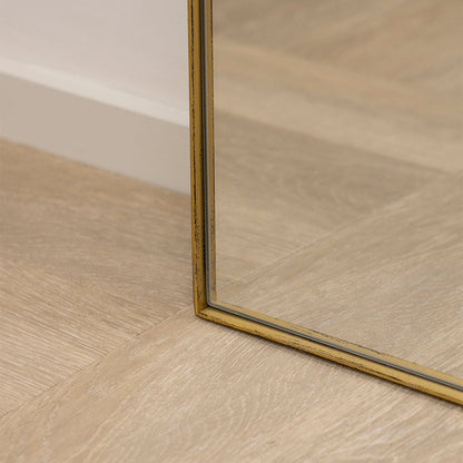 Miroir Mural Arqué Theo en Métal Doré - Style Industriel Chic - 180 x 90 cm