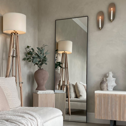 Miroir Rectangulaire Pleine Longueur Theo - Style Industriel en Métal Noir - 179 x 60 cm