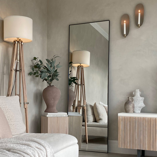 Miroir Rectangulaire Pleine Longueur Theo - Style Industriel en Métal Noir - 179 x 60 cm