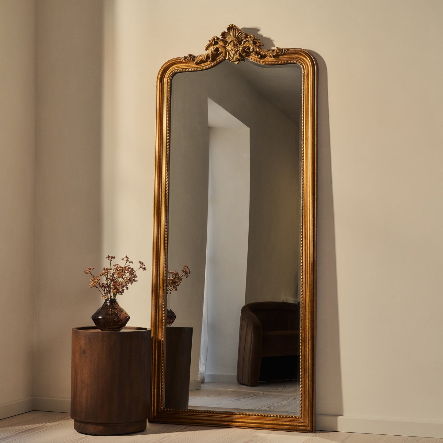 Miroir de Corps Entier Arqué Or Antique Style Baroque - 189 x 80 cm