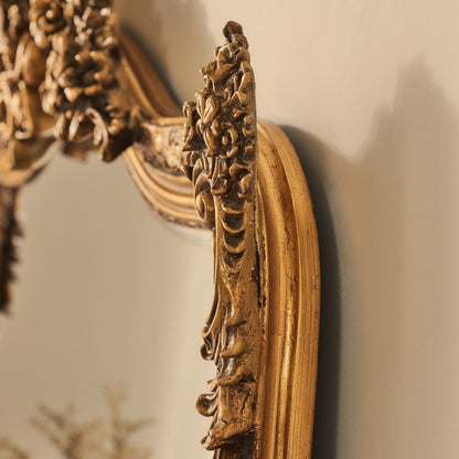 Miroir Mural Arqué Francesca - Style Baroque Royal Doré - 109 x 100 cm