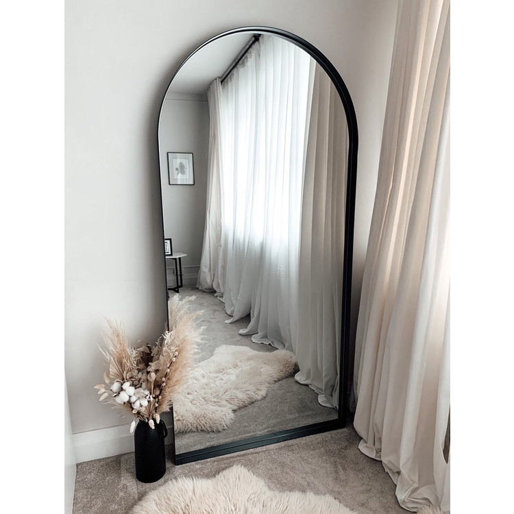 Miroir Arqué Mural et Plein Pied Arcus - Cadre en Métal Noir Mat - 170 x 80 cm